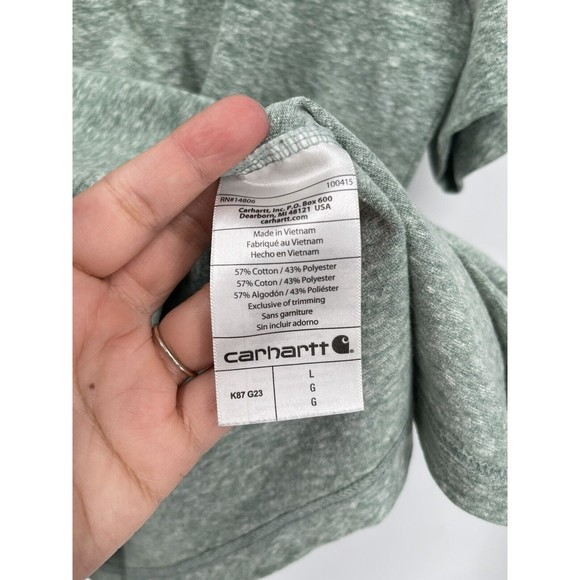 Carhartt Shirt  Heather Green Workwear Original Fit Casual Logo Mens Size L - Picture 4 of 7